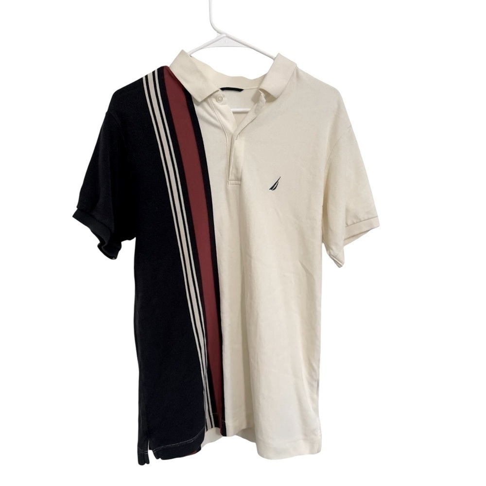Nautica Vintage Competition Half Stripe Colorblock Polo Shirt Men’s Medium